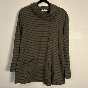 Neon Buddha Striped Cowl Neck Top